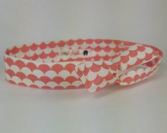 Japanese wave white cotton headband pink