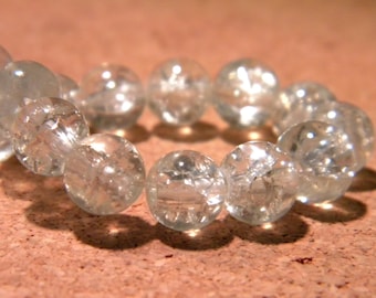 50 8 mm - clear - PF61 Crackle glass beads