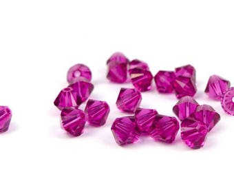 50 x® 4 mm FUSCHIA Swarovski Crystal bicones