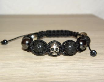 Mens Shamballa Black, silver Skull, skull bracelet