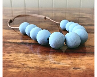Cornflower Blue Beaded Polymer Clay Necklace