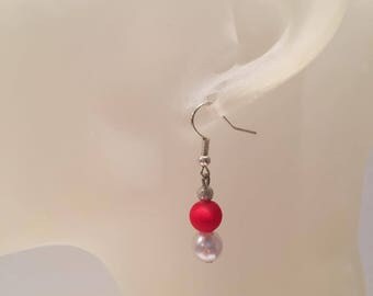 Pearl Earrings neon orange and white