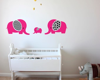 Elephant Family Wall Decal-Elephants Wall Decals-Animal decals-Family sticker-Nursery Vinyl Modern Decals-Elephant Wall stickers-Kids decor