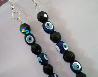 Dangling earrings - eye door happiness and clear - h 7 cms approx