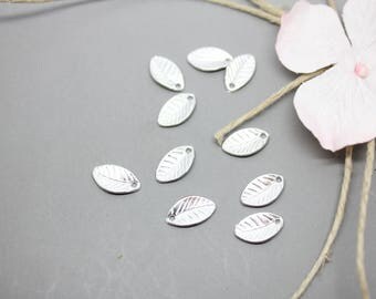 10 charms Silver Charm leaf 7x11mm-creating jewelry