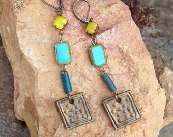 earrings of antique Czech glass Egyptian