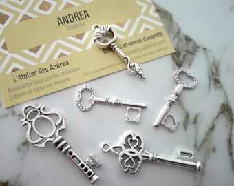 ☆ Set no. 4 / 5 silver metal key x / shapes mixtes☆