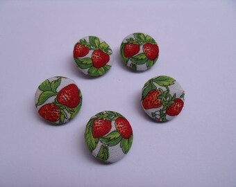 Covered buttons with two small strawberries