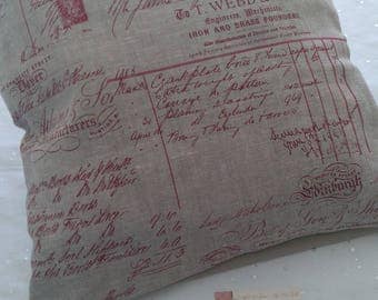 Pillow + cover - 40 x 40 cms - shades of beige and borbeaux - linen