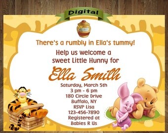 Winnie the Pooh Baby Shower Invitation, Winnie the Pooh Invitation, Pooh Baby Shower, Winnie the Pooh Baby Shower, Digital File