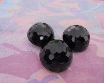 Set of 3 black Vintage buttons 27 mm