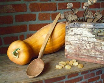 Vintage Large Hand Carved Wooden Spoon, Rustic Farmhouse Kitchen, Primitive Spoon, Antique spoon, Wooden ladle, Soviet Wooden Spoon, Ukraine