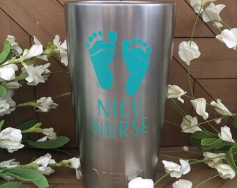 NICU Nurse Monogram Decal // Baby feet // Monogram // Nursing // Nurse Gift