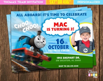 SALE!! Thomas the Train Invitation, Thomas the Train Invite, Digital Birthday Invitation Children, Printable Card, Custom Invite - Cheer-03