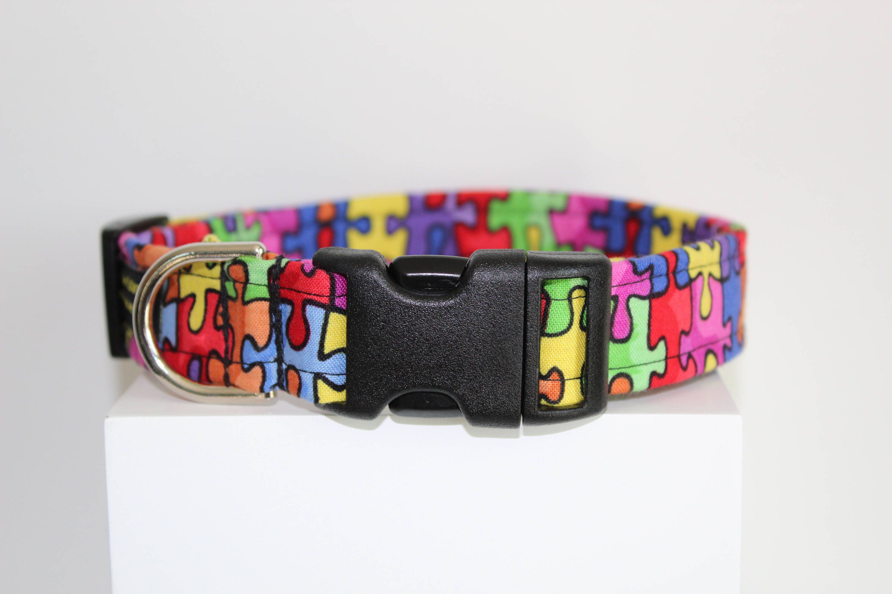 Puzzle dog collar Colorful dog collar dog collar Handmade