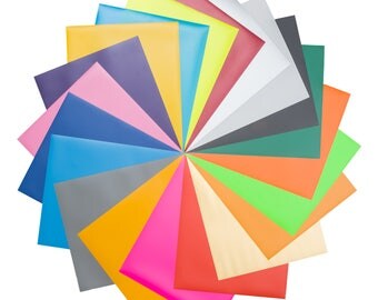 Premium Heat Transfer Vinyl Sheets, 12” x 10” Iron On Easyweed Htv Vinyl Sheets Pack Set of 20 Assorted Colors For Cricut Silhouette Cameo