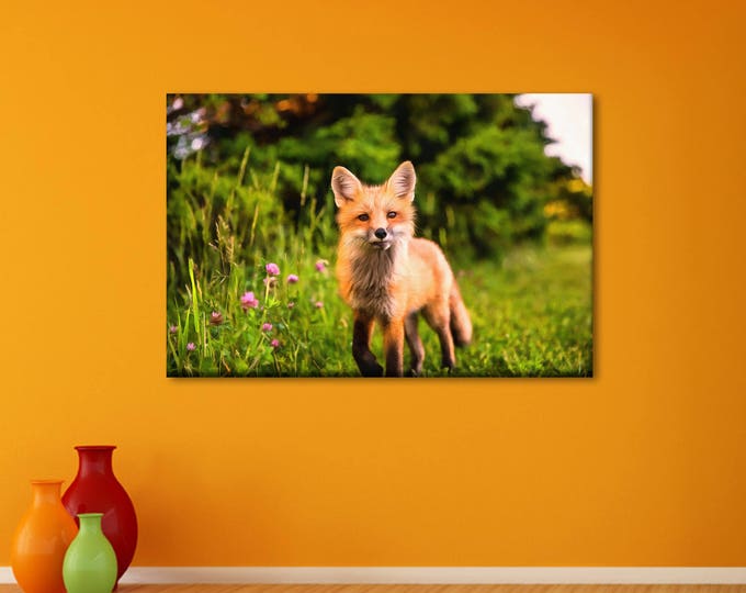 Red fox decor, Fox canvas, Сute canvas, Art fox, zoo art, Interior decor, room design, print poster, art picture, gift