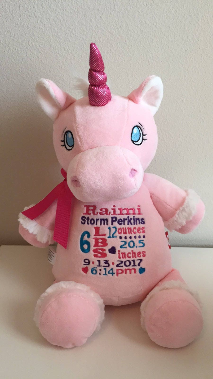 personalised unicorn soft toy