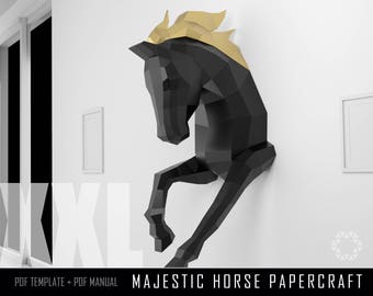 PAPERCRAFT HORSE Papercraft DIY - Horse Paper craft, 3D paper, Craft Animals, Horse Low Poly, Horse paper model, Papercrafting gift ideas