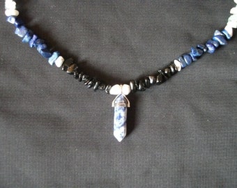 Boutons De Manchette Vintage Dante En Métal Argenté Avec Sodalite Bleue