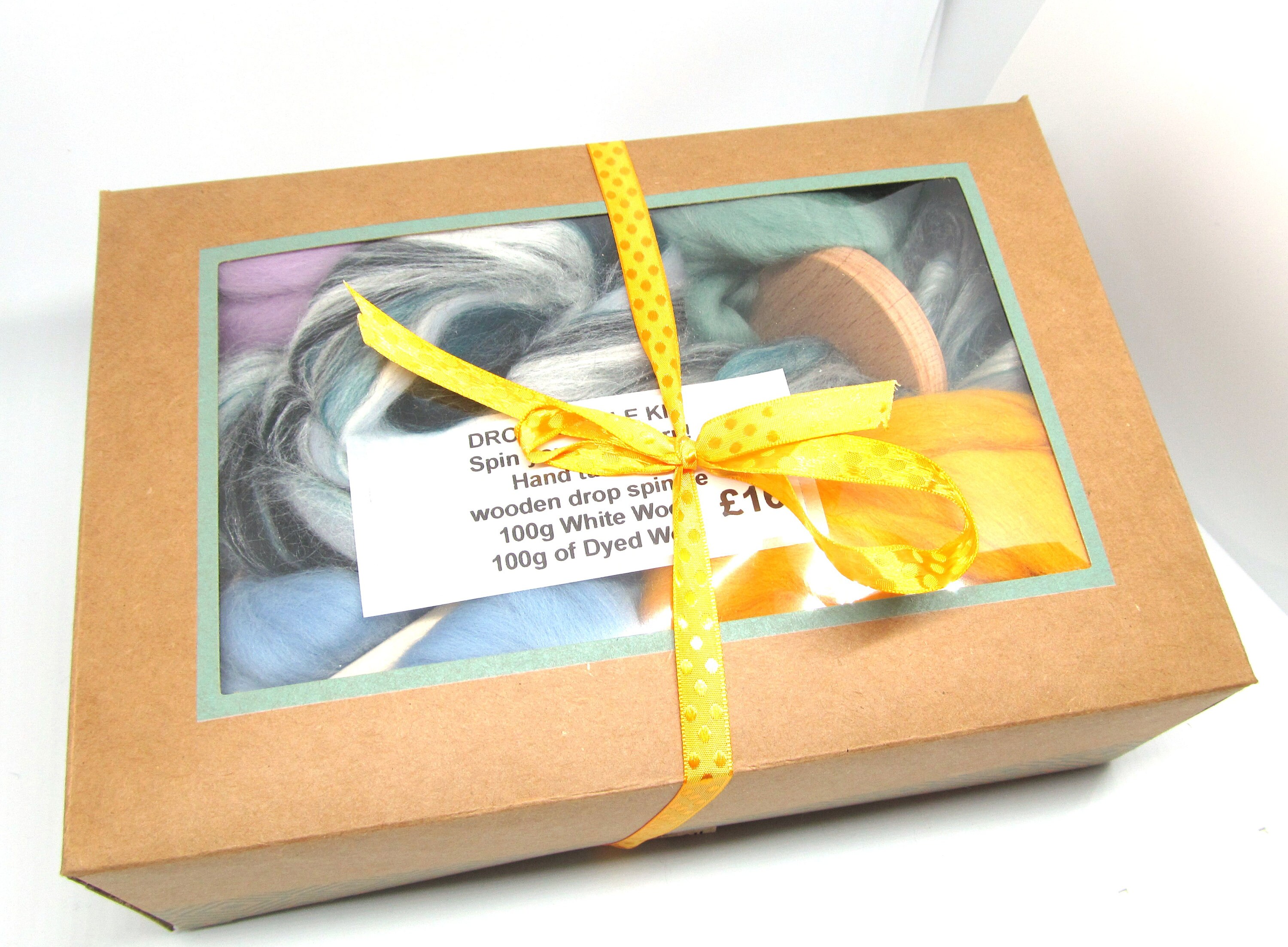 Drop Spindle Kit 200g 7oz Fibres Learn to Spin your own Yarn Gift Set