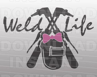 Welding SVG File,Weld Life SVG,Girl Welder svg -Vector Art for Commercial & Personal Use,SVG Cut File for Silhouette and Cricut Cutter,Decal