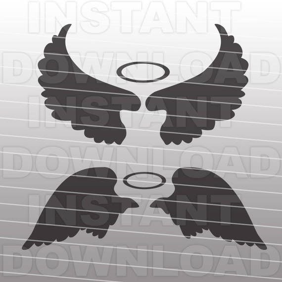 Download Angel Wings with Halo SVG File Cutting Template Silhouette