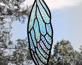 Stained Glass Cicada Wing Iridescent Suncatcher