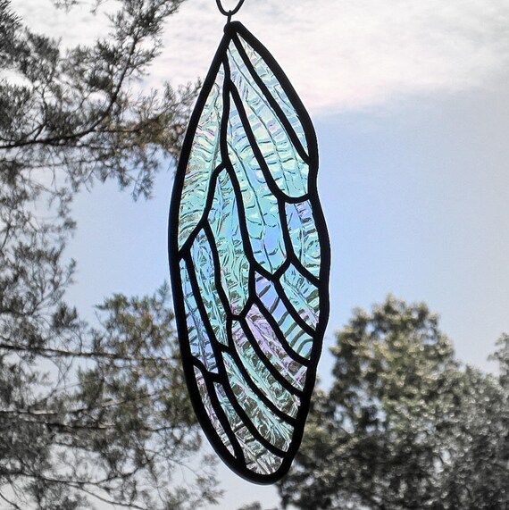 Stained Glass Insect Wing Cicada Iridescent Suncatcher
