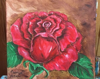 Red rose painting | Etsy