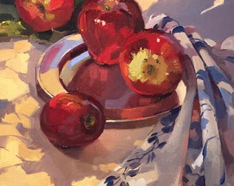 Art painting plein air still life "Dappled Light" original oil by Sarah Sedwick 12x16"