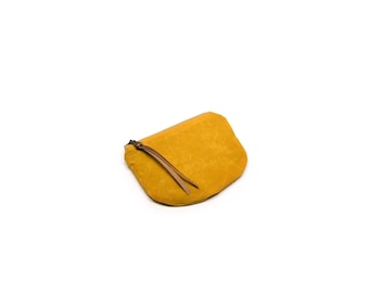 coin purse • small waxed canvas pouch • mustard yellow waxed canvas - simple coin pouch - gifts under 20