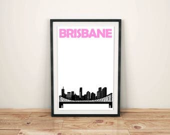 Brisbane Print // Australia Print // Travel Print // Brisbane Skyline // Brisbane Art // Brisbane Poster / Australian Gifts / Australian Art