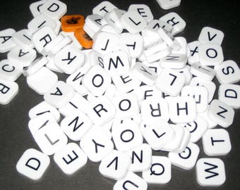 104 Scrabble Scoop Game Tiles - Scrabble-Like Letter Tiles for Altered Art, Collage, Scrapbooking, etc.