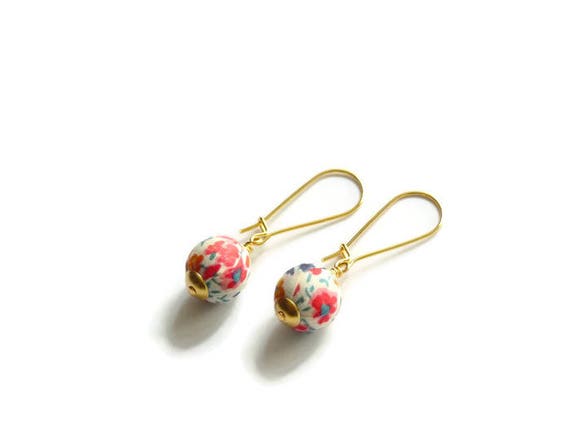 Liberty earrings, Cute earrings, Colorful earrings, Pink earrings, Summer earrings, Liberty jewelry, Summer jewelry, Allergy free earrings