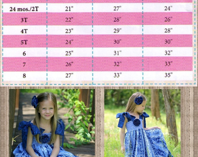 Girls Maxi Dress - Toddler Long Dress - Photo Prop - Flower Girl Dress - Delft Blue - Full Length Dress - Toddler Girl Clothes - 12mo to 8y