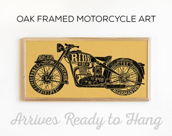 Vintage Motorcycle Art - Motorcycle Wall Decor - Custom Motorcycle Print - Wood Signs - Wood Wall Art - Wood Print - Man Cave Sign Art Decor