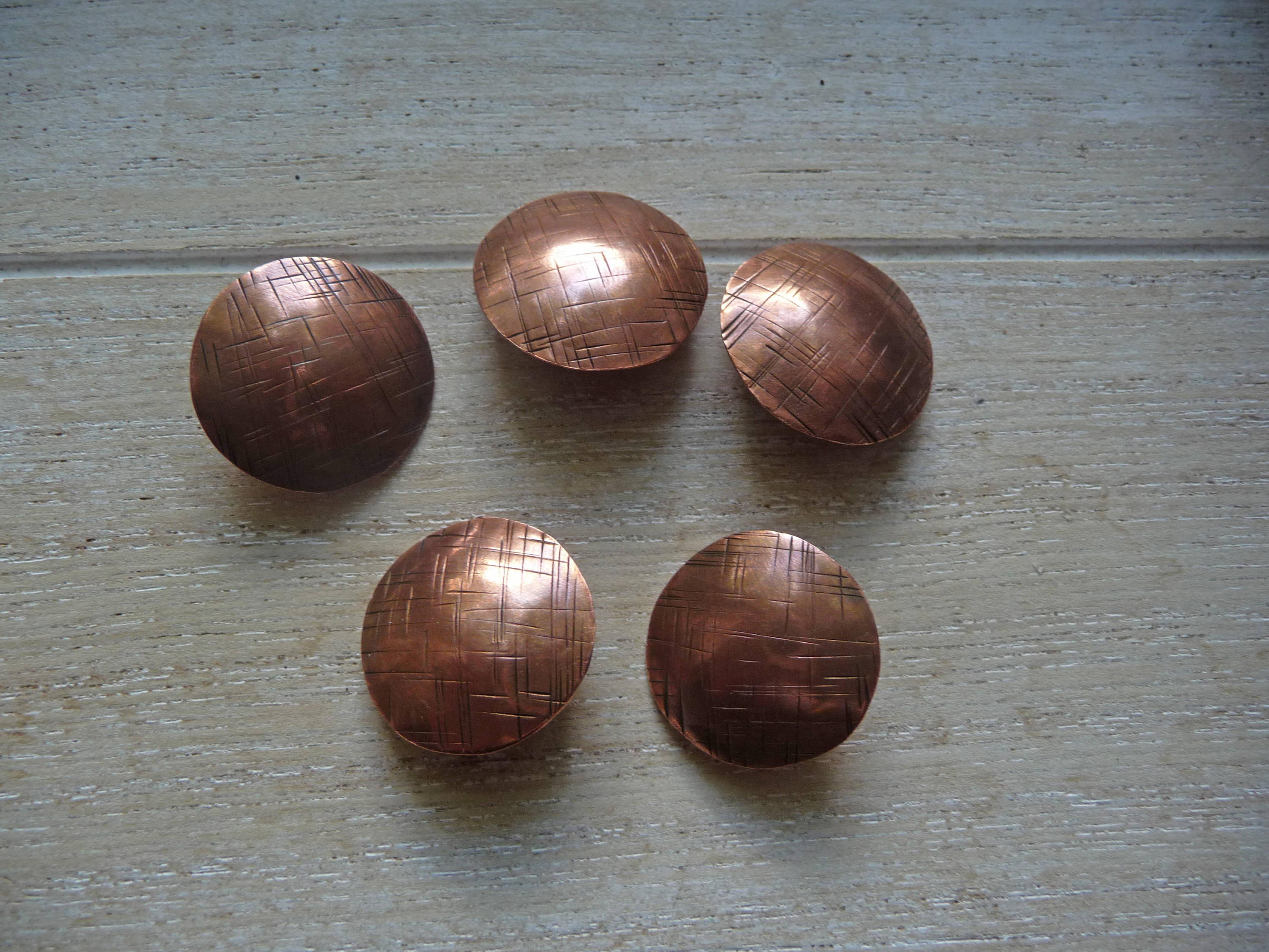 Handmade Copper Buttons Copper Jewelry Findings 5 Textured