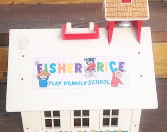 SALE Vintage Fisher Price Play Family Scool house toy building for Little People.