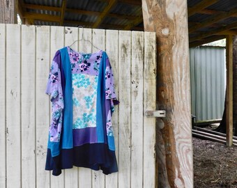 Plus Size, Tshirt Dress, Oversized, Bohemian, Loose Fit Dress, Tunic, Upcycled Dress, Spring, Romantic, Floral, Boho, Gypsy, Aline