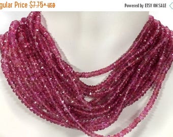 ON SALE Pink Tourmaline Beads Faceted Rubellite Rondelles Mined Semiprecious Stone October Birthstone 1, 4, or 8-Inch Strand 2.5 - 4.3mm
