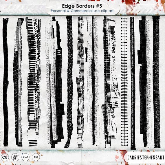 Border Overlays - Inked Edges - Grunge Border Clip Art - Digital Stamps - PNG + Photoshop Brushes - Distressed Edge - Frame Il_570xn