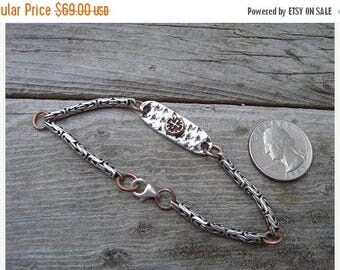 ON SALE Sterling silver bracelet with copper accents
