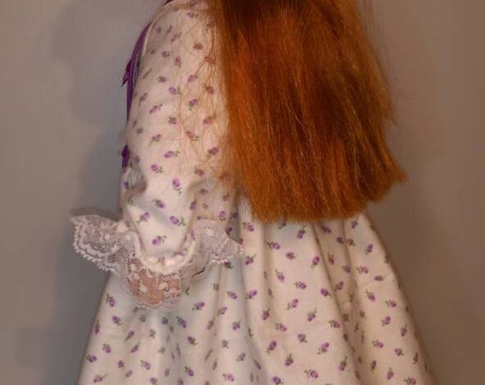 Purple rosebud print flannel bathrobe fits dolls 18 inch-dolls