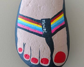Custom Foot Portrait Painted Rock