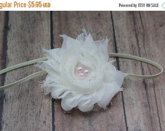 ON SALE Ivory Chiffon Headband, shabby chic, newborn headband, baby headband, newborn photography prop