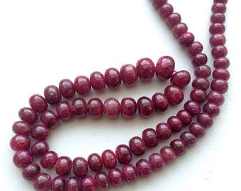ON SALE 55% Ruby Beads, Ruby Jewelry, Ruby Necklace, Ruby Smooth Rondelles, 6mm To 10mm, 4.5 Inch Strand, 19 Pieces
