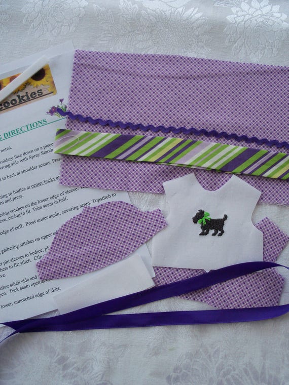 Back to School! 14" Size /Complete Sewing Kit to Make Embroidered Doll Dress / Clothes for 14" Wellie Wisher® Dolls