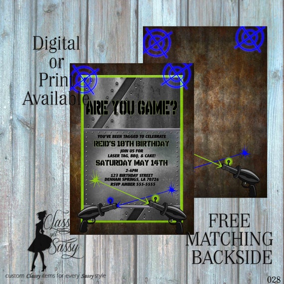 Laser Tag Birthday Party Invitation, Laser Tag Party Invitation, Lazar Tag Party Invitation, Kids Birthday invite 028
