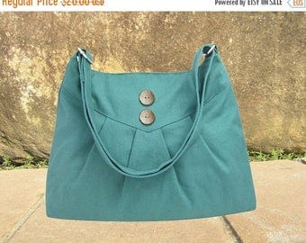 On Sale 20% off Teal green cross body bag / messenger bag / shoulder bag / diaper bag - cotton canvas